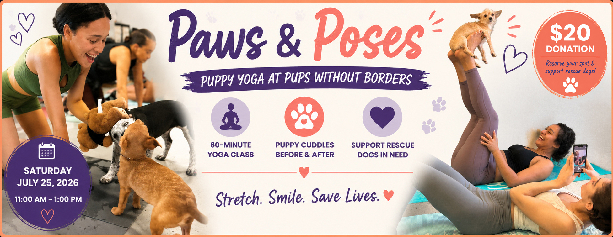 Paws & Poses Puppy Yoga at Pups Without Borders